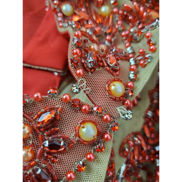 Sherri Hill Red Beaded Bandage Formal Cocktail Holiday Party Homecoming Dress 8 - Picture 11 of 11